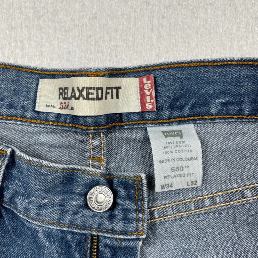 Levis 550 Relaxed‎ Fit Jeans Mens 34x32 (Fit 32x31) Blue Medium Denim Straight